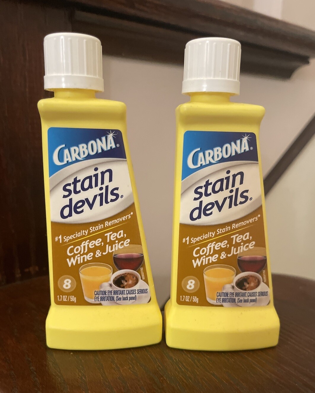 2x Carbona Stain Devils 1.7 Oz. Formula 8 Coffee, Tea, Wine, Juice Stain Remover