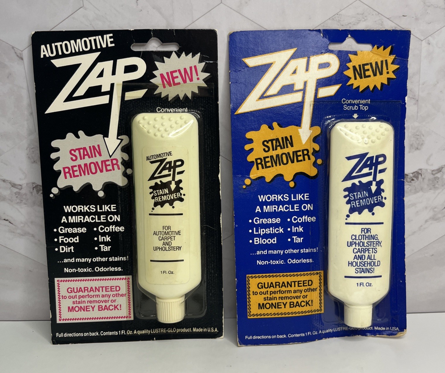 Lot Of 2 Vintage Zap Stain Remover 1 Oz Automotive Carpet & Clothing Upolstery