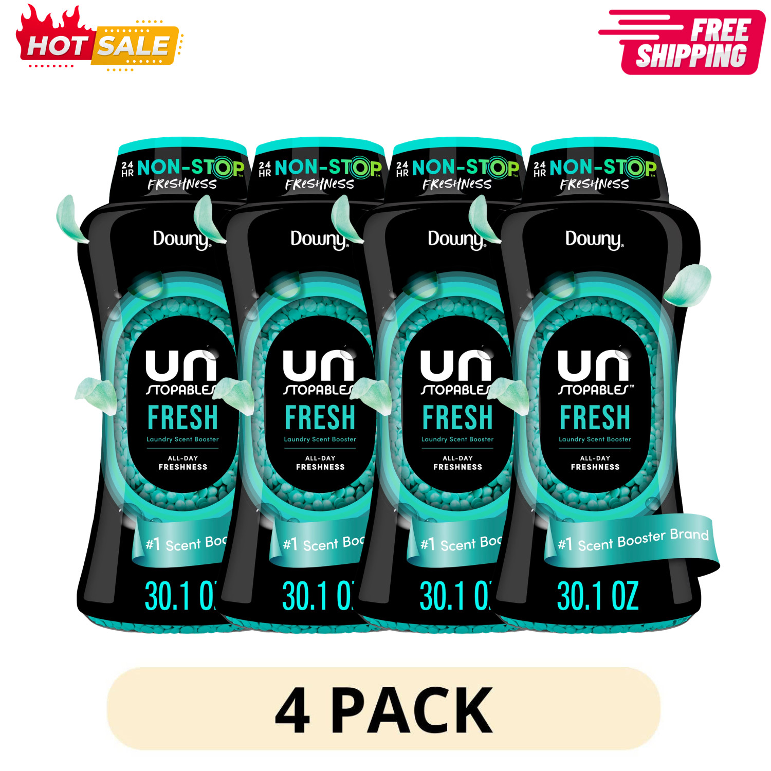 4 Pack Downy Unstopables Fresh In Wash Laundry Scent Booster Beads 30.1 oz