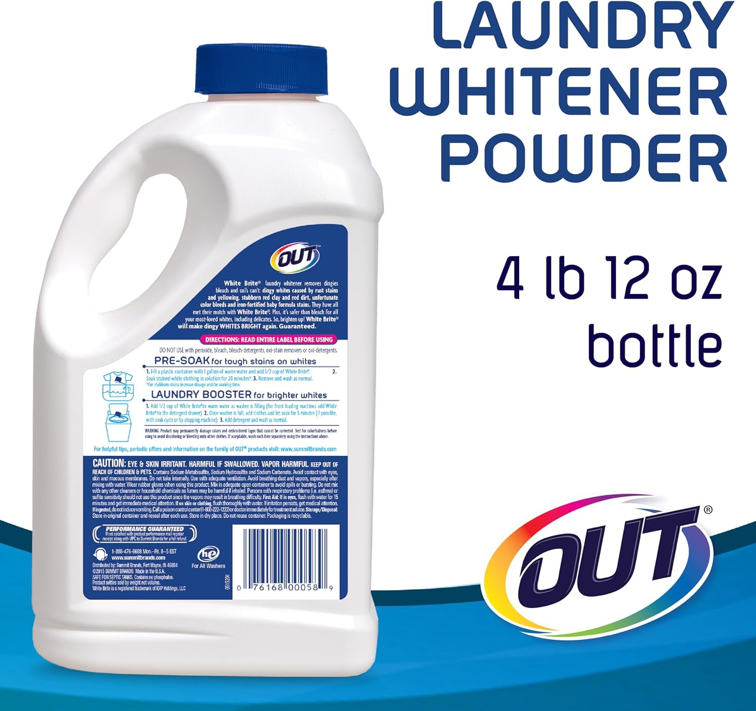 White Brite Laundry Whitener Bleach Alternative, Stain Remover Detergent Booster