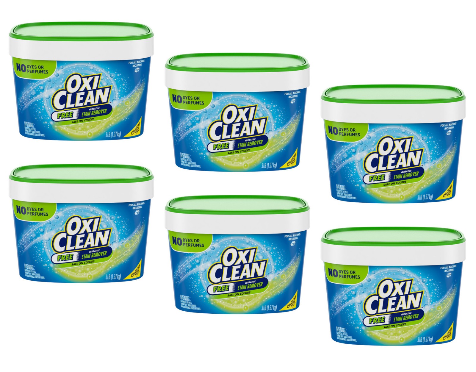 OxiClean Free Versatile Stain Remover, Safe on Colors, 3lbs. – Pack of 6