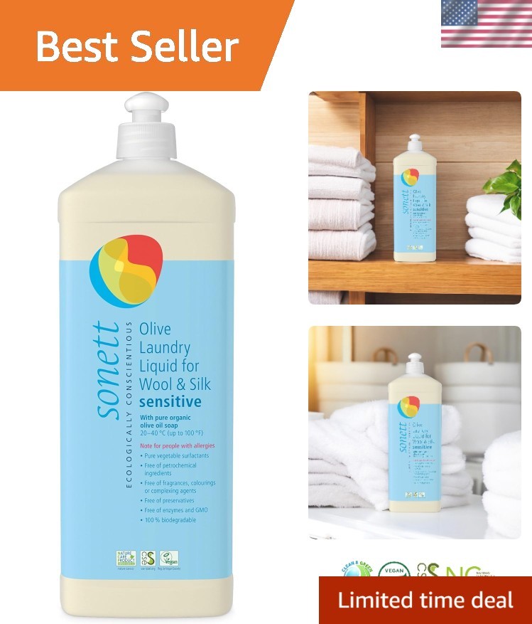 Organic Olive Laundry Liquid for Wool and Silk, Sensitive skin 34 oz/1L Sensi…