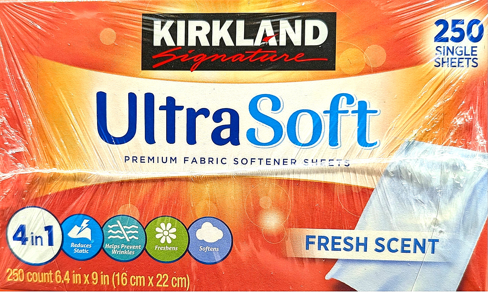 Kirkland Signature Ultra Soft Premium Fabric Softener 2/250 Sheets 500 Total