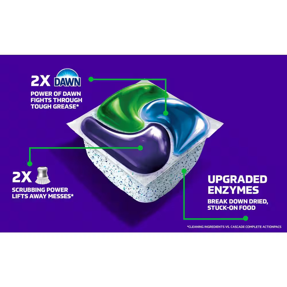Platinum plus Actionpacs plus Bleach and Dawn Lemon Scent Dishwashing Machine De