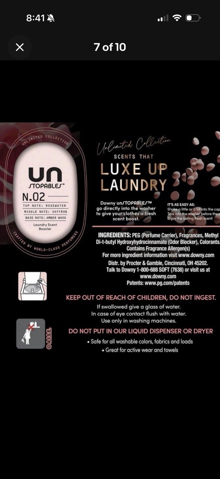 Downy Unstopables Unlimited Collection Scent Booster Beads, No. 2, 26.3 oz. Rose