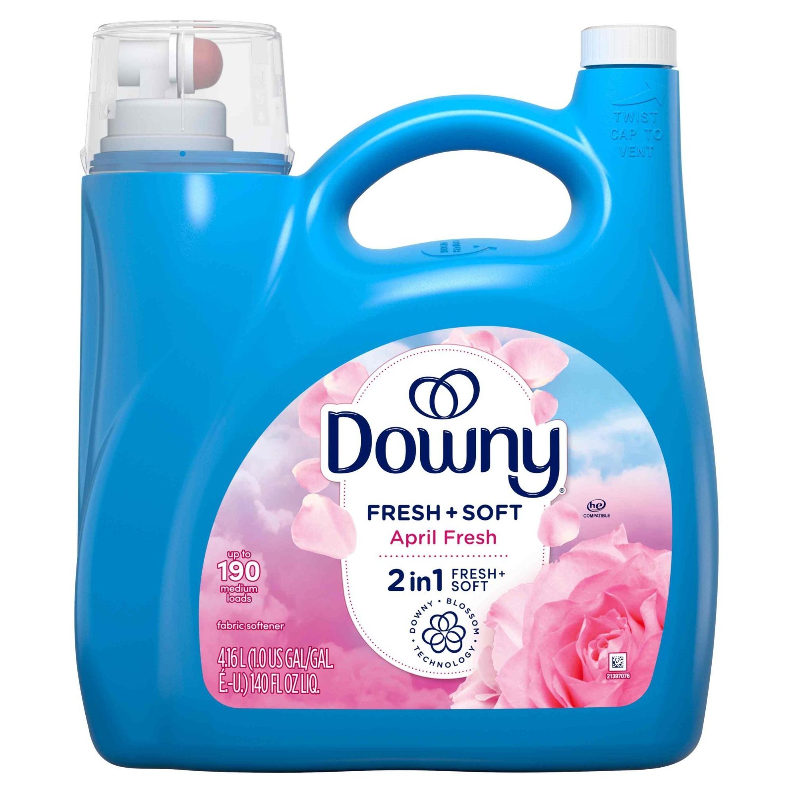 Downy Liquid Fabric Softener, April Fresh Scent, 140 fl oz, 190 Loads, 2 Pack