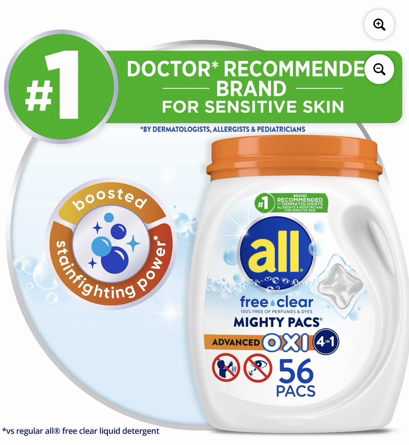 all Laundry Detergent, Mighty Pacs w/OXI Stain Re.. Free & Clear – new sealed