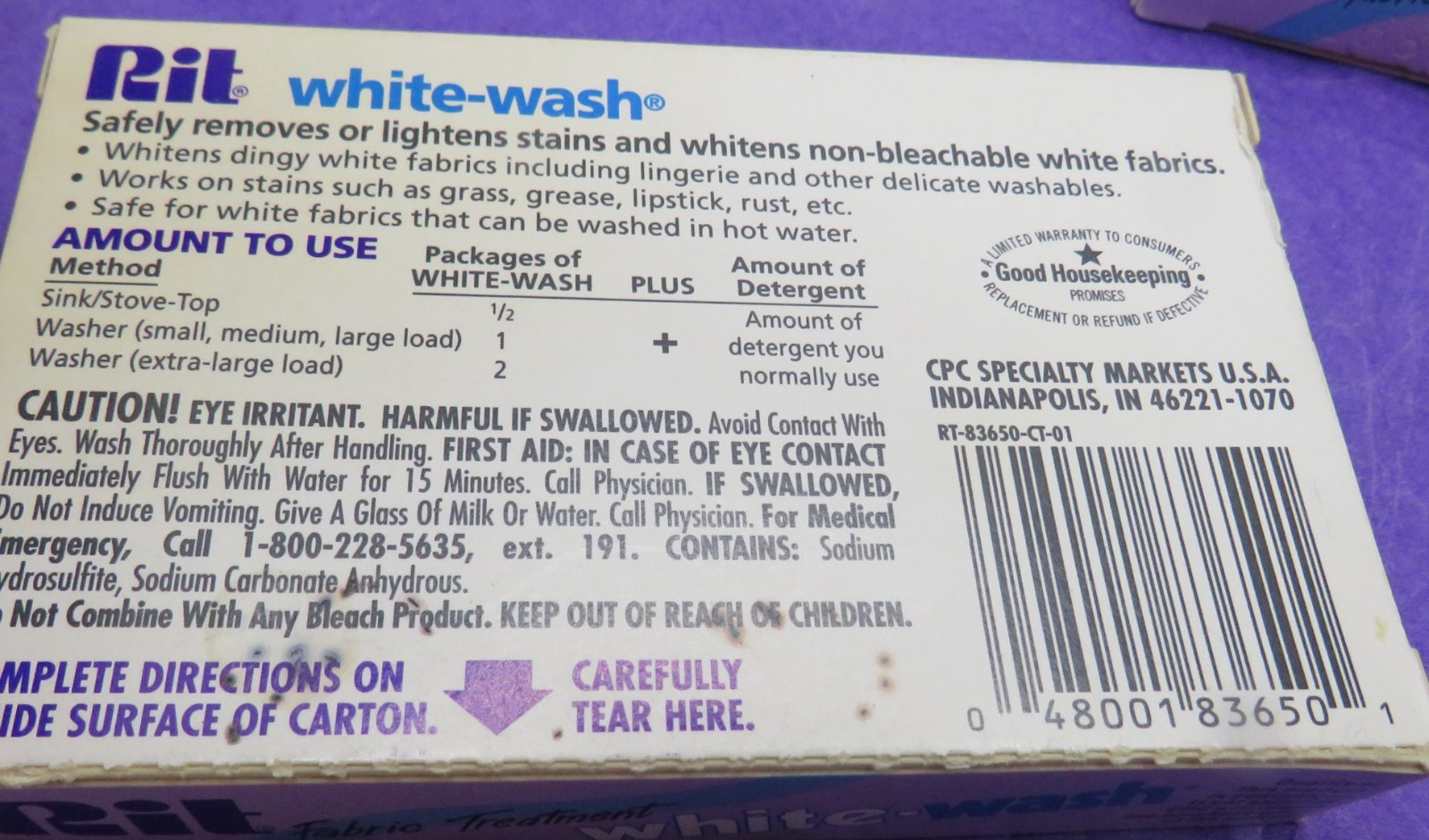 Rit Fabric Treatment White-wash Stain Remover and Whitener Powder-White Wash
