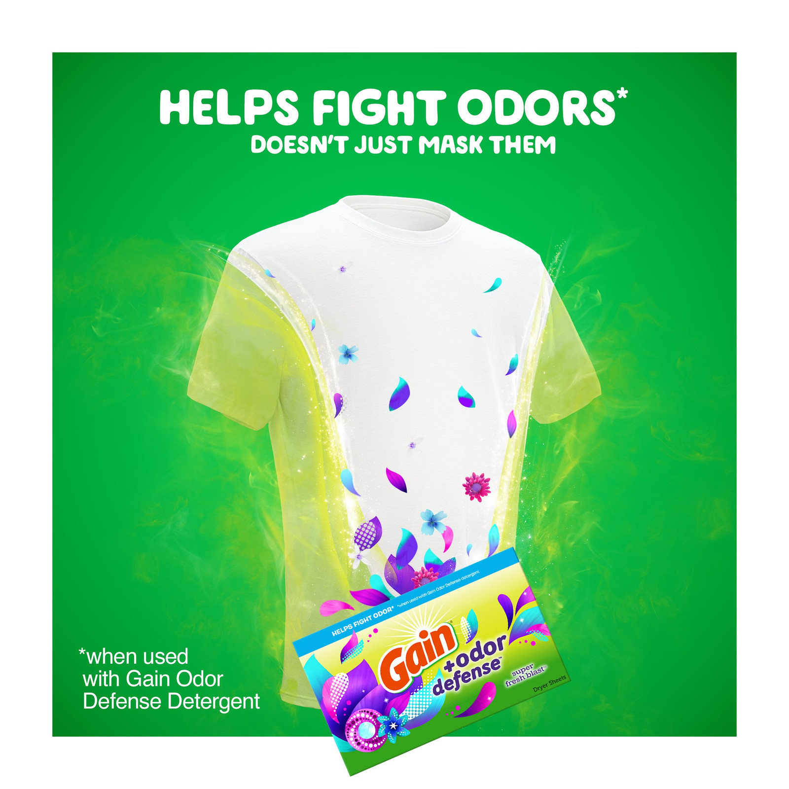 Gain Odor Defense Dryer Sheets Super Fresh Blast 120 Count Softens and Freshens