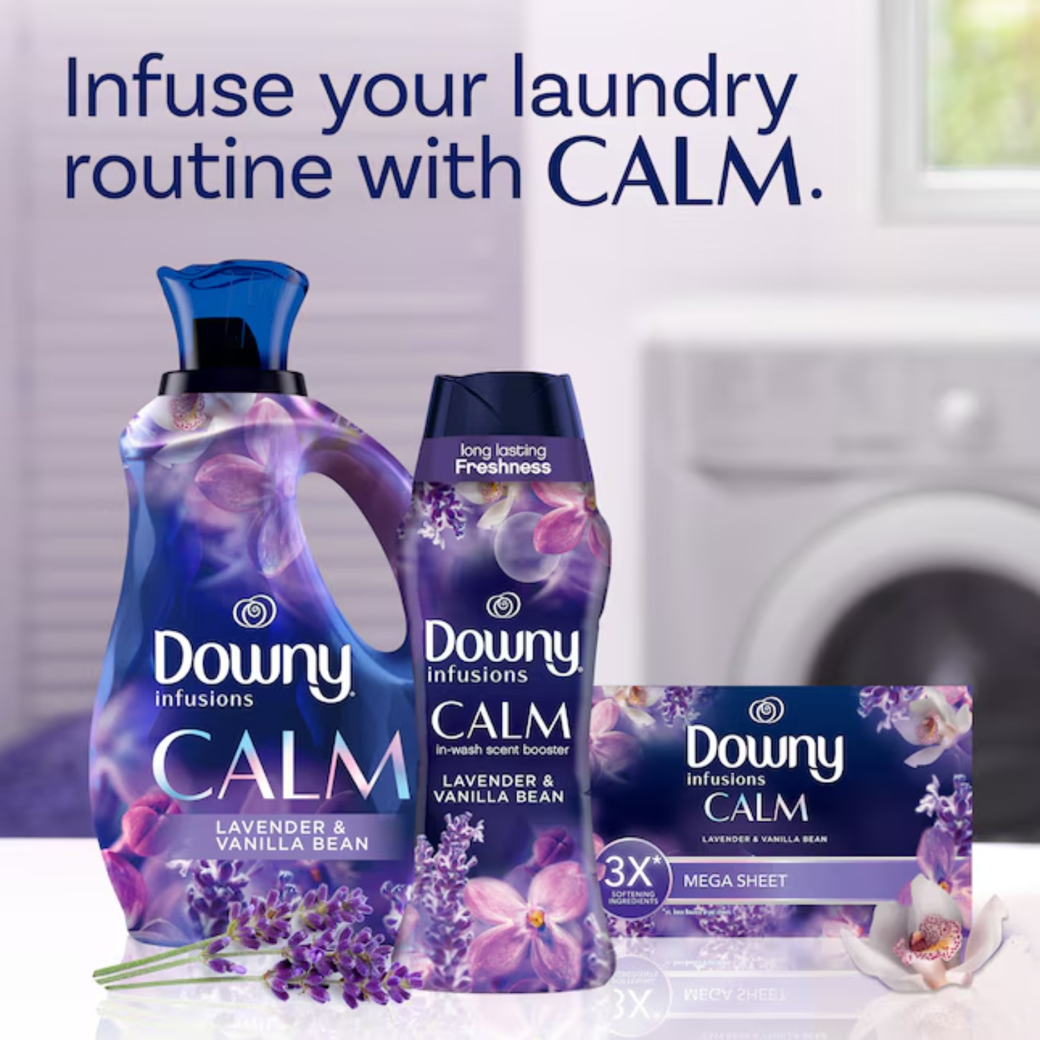 (2 Pack) Downy Infusions Laundry Scent Booster Beads Calm Lavender 24 Ounce
