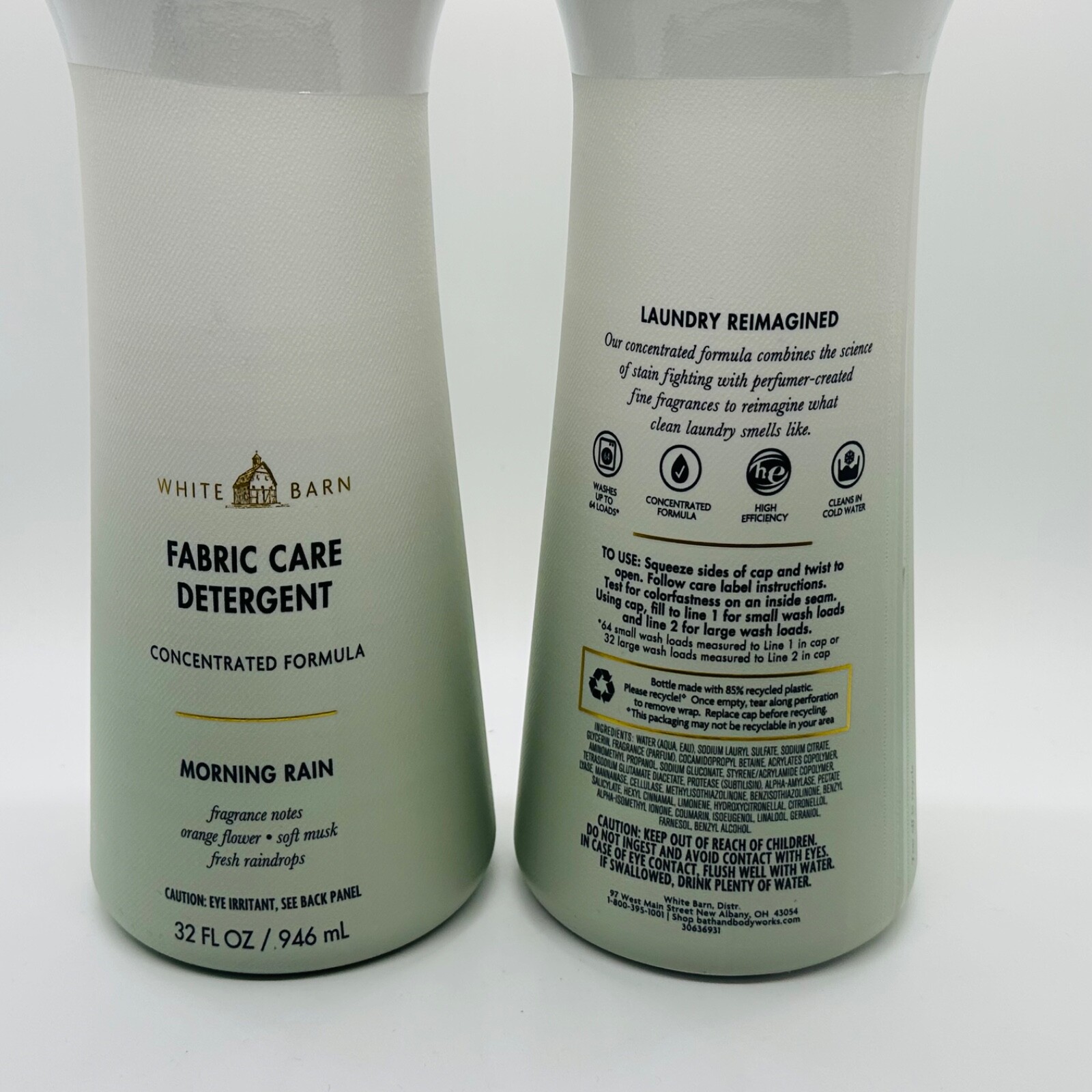 2-Pack Bath & Body Works MORNING RAIN Laundry Fabric Care Detergent 32 oz