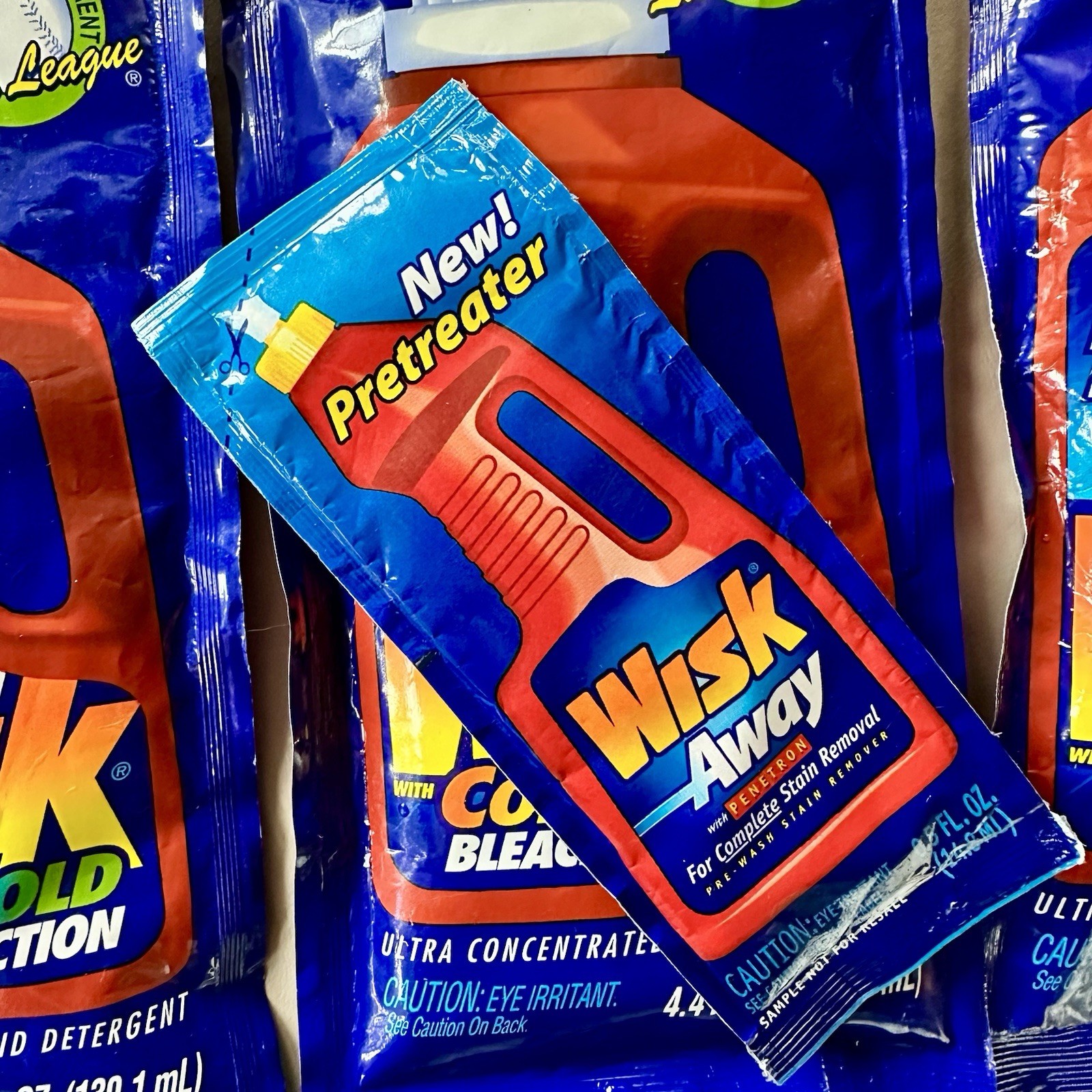 3x WISK Color Hold Action Detergent Packets + WISK Away Stain Remover Sample