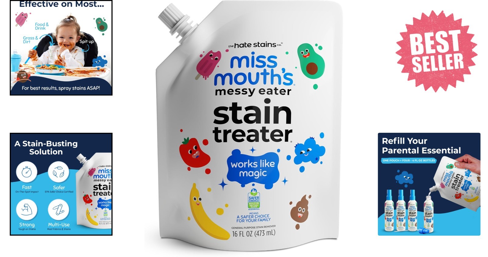 Fragrance-Free 16oz Messy Eater Stain Remover – Safe & Effective for Family Use