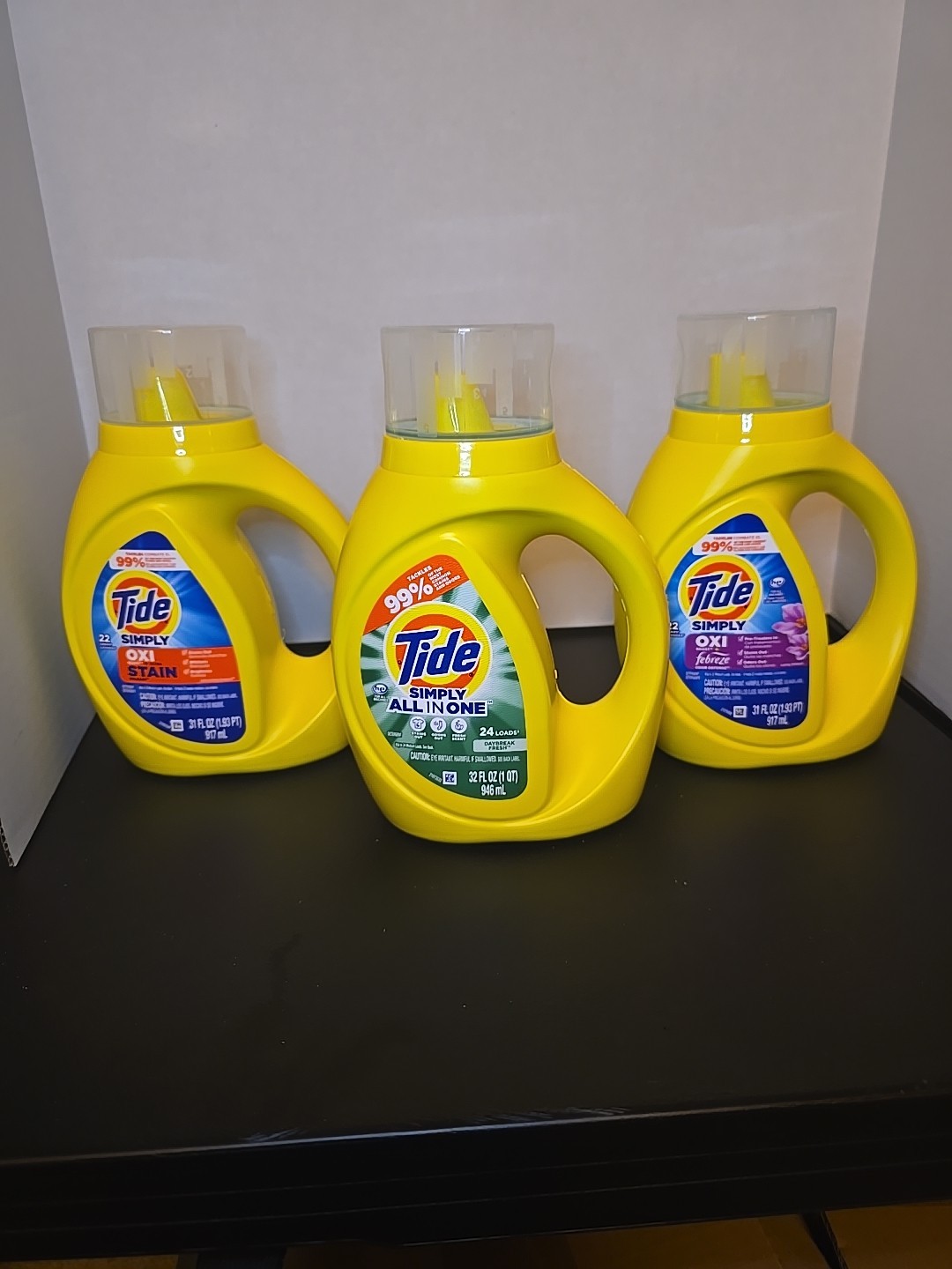 Tide Simply Laundry Detergent Pack of 3, Oxi Stain,All In One, And Oxi Febreze