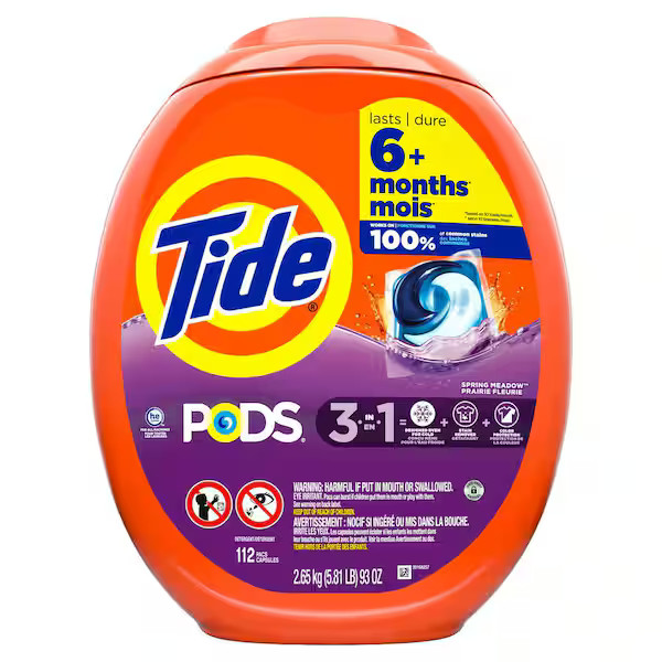 3 in 1 Spring Meadow Scent Liquid Laundry Detergent Pods, 112-Count