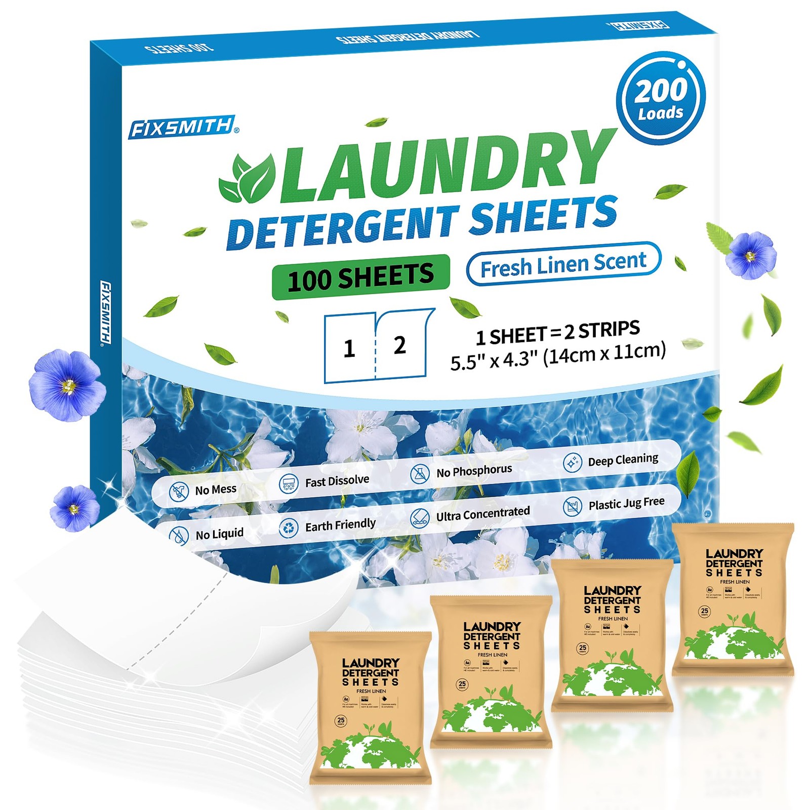 Laundry Detergent Sheets – 200 Loads, Fresh Linen Scent, Eco-Friendly &