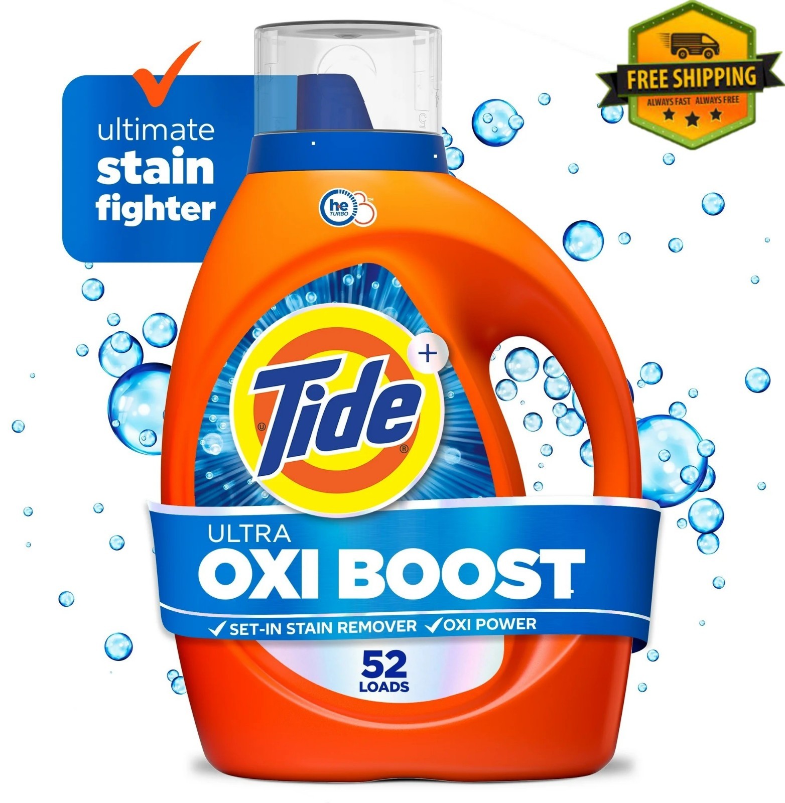 Tide Ultra Oxi Boost Liquid Laundry Detergent, Powerful Stain Remover, 73 fl oz,