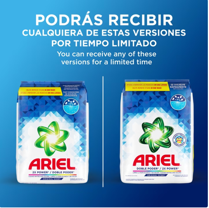 3 Bag Ariel Laundry Detergent Powder, Original Scent, 5.8 kg, 129 Loads/ Bag