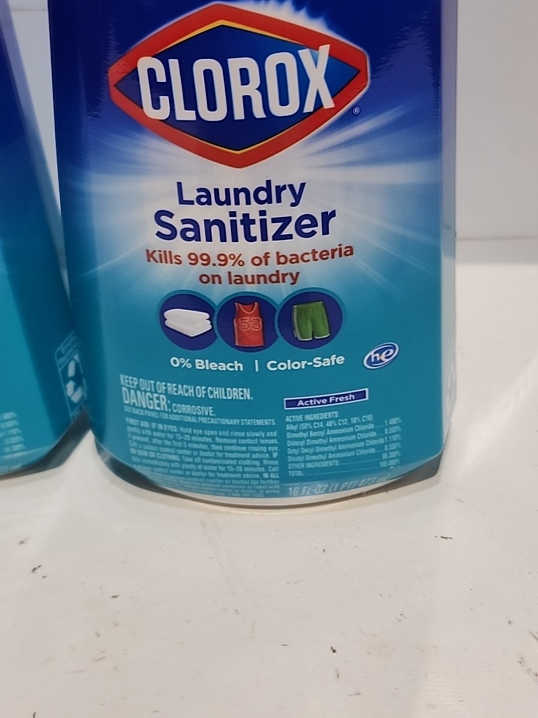 2x Clorox Laundry Sanitizer (Bleach Free) Color-Safe Active Fresh 16 oz Bottles