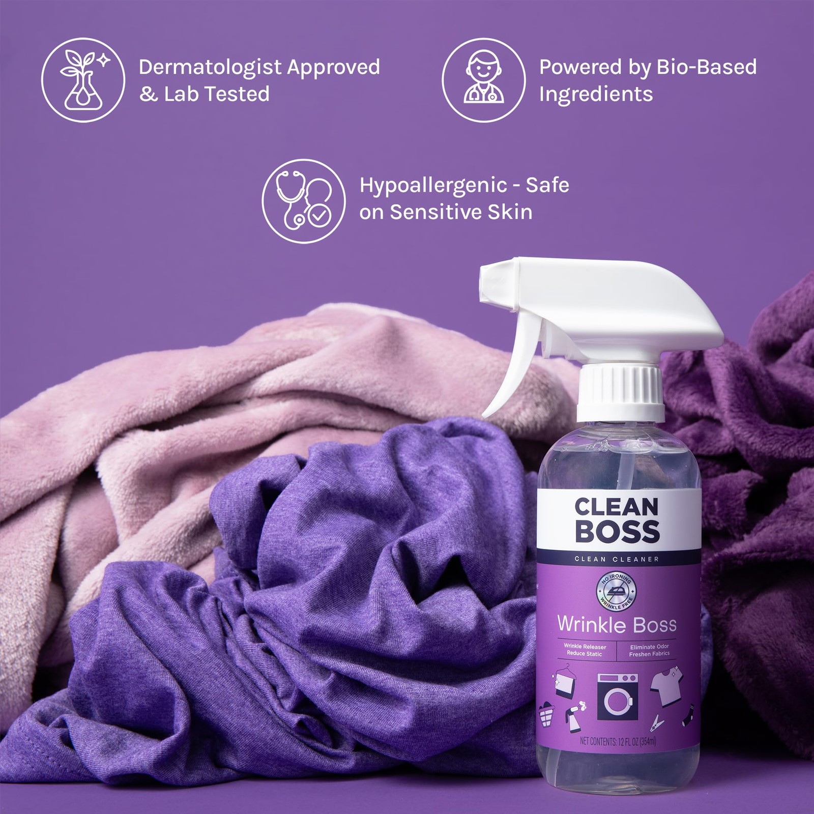 CleanBoss Wrinkle Boss Release Spray for Clothing – 2 8.67 Fl Oz (Pack of 3)
