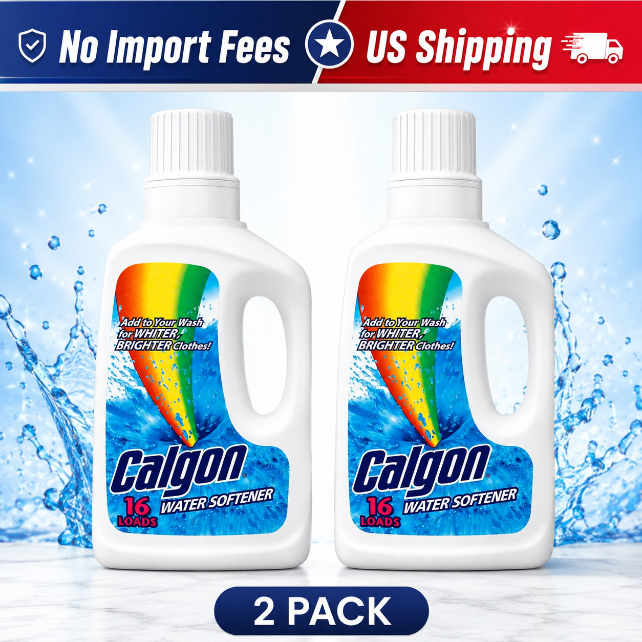 2 Pack Calgon Water Softener Laundry Detergent Booster 32 Oz Hard Water Softener