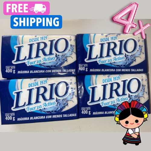 LIRIO Soap Laundry Bar White Clothes / Ropa Blanca (x4) 400 gr. each