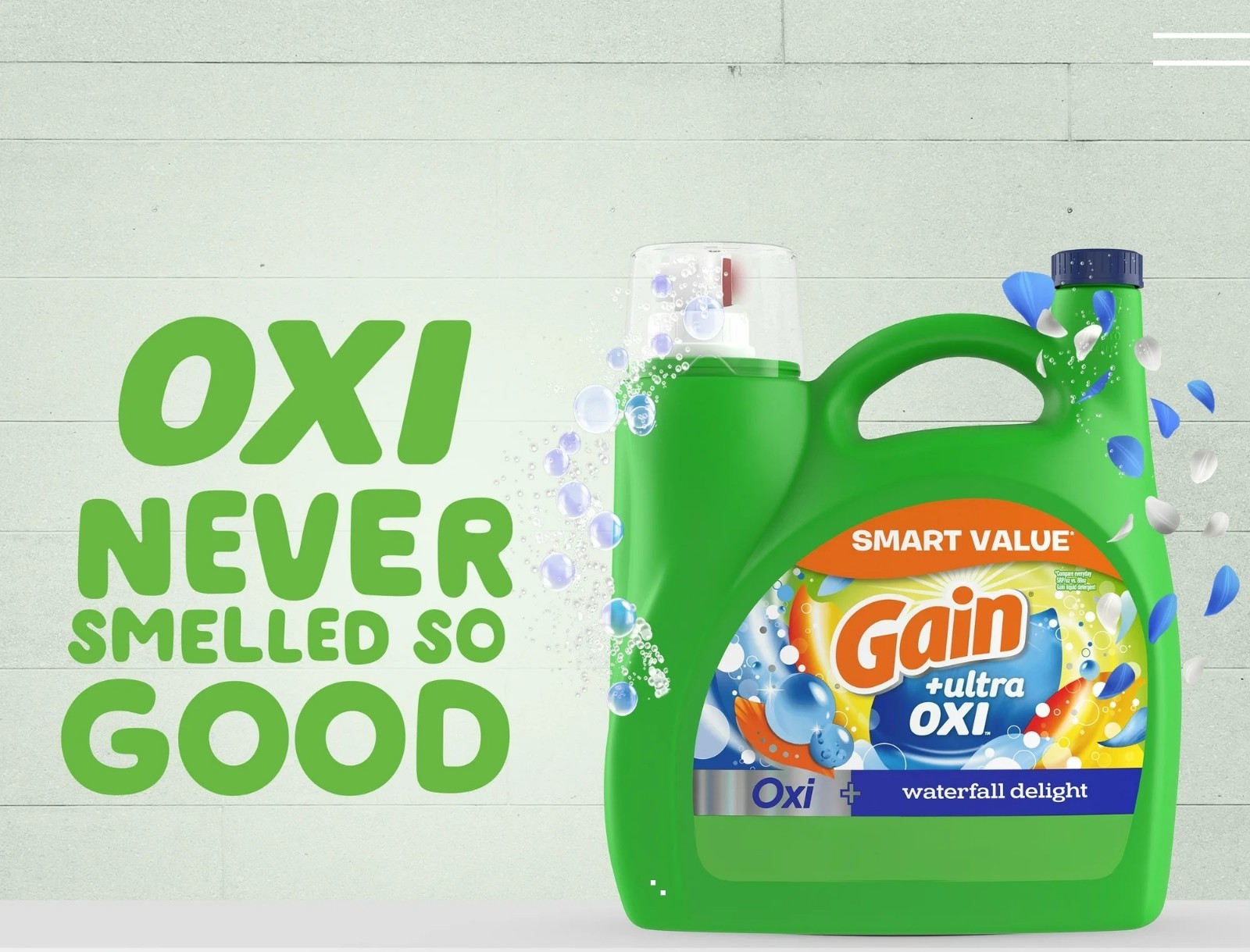 Gain Ultra Oxi Liquid Detergent, Waterfall Delight Scent, 154 oz, 107 Loads