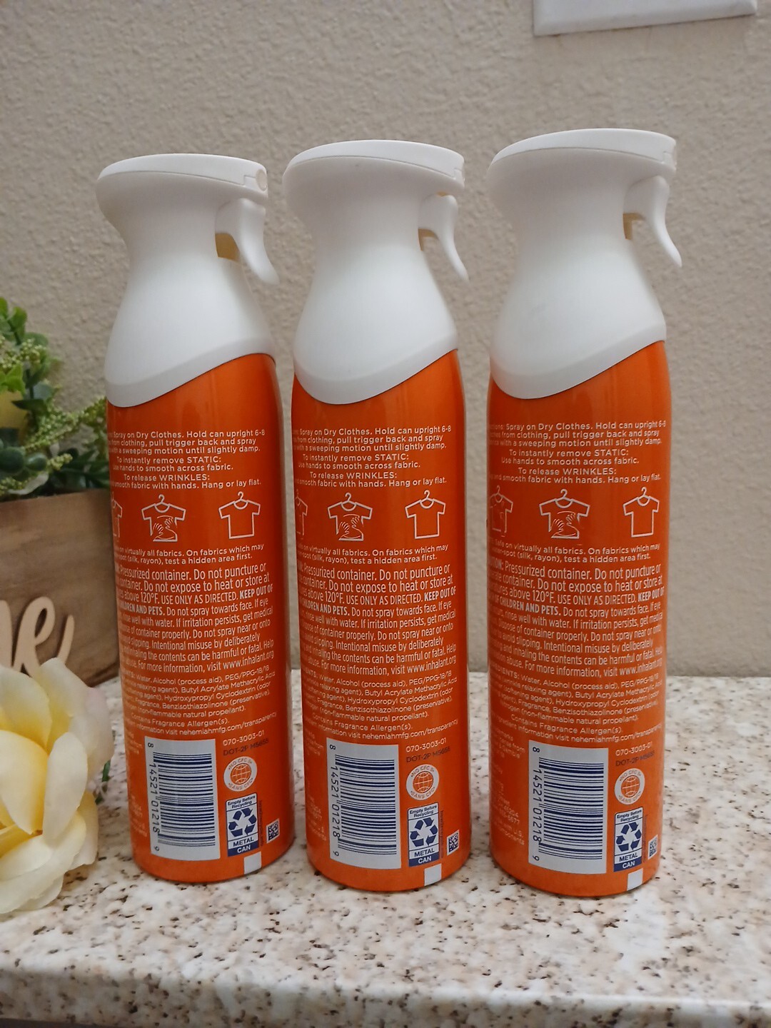 Lot 3 Bounce Anti Static Spray, 3 in 1 Instant Wrinkle Release, Odor Eliminator