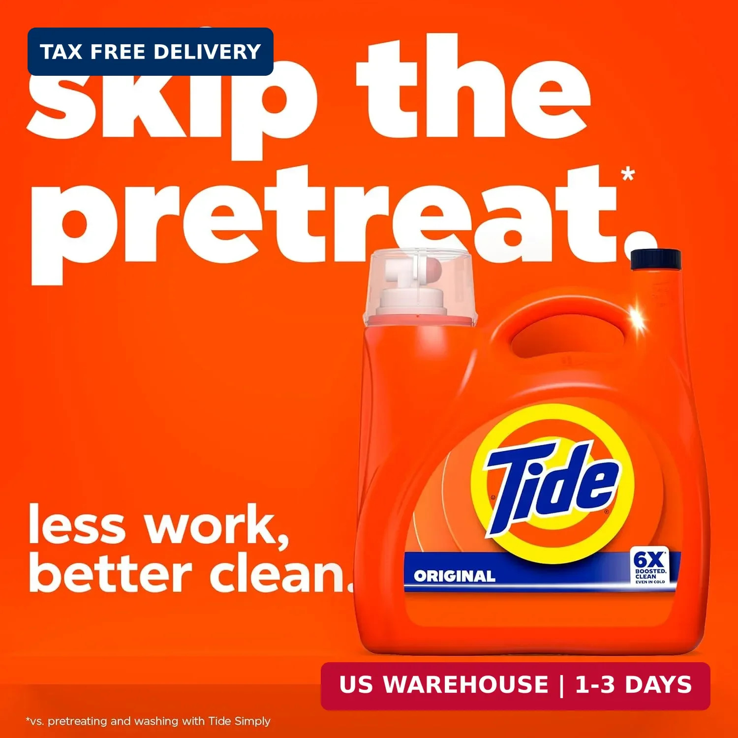 Tide Liquid Laundry Detergent, Original Scent, 125 fl oz, 100 Loads, Boosted Cle