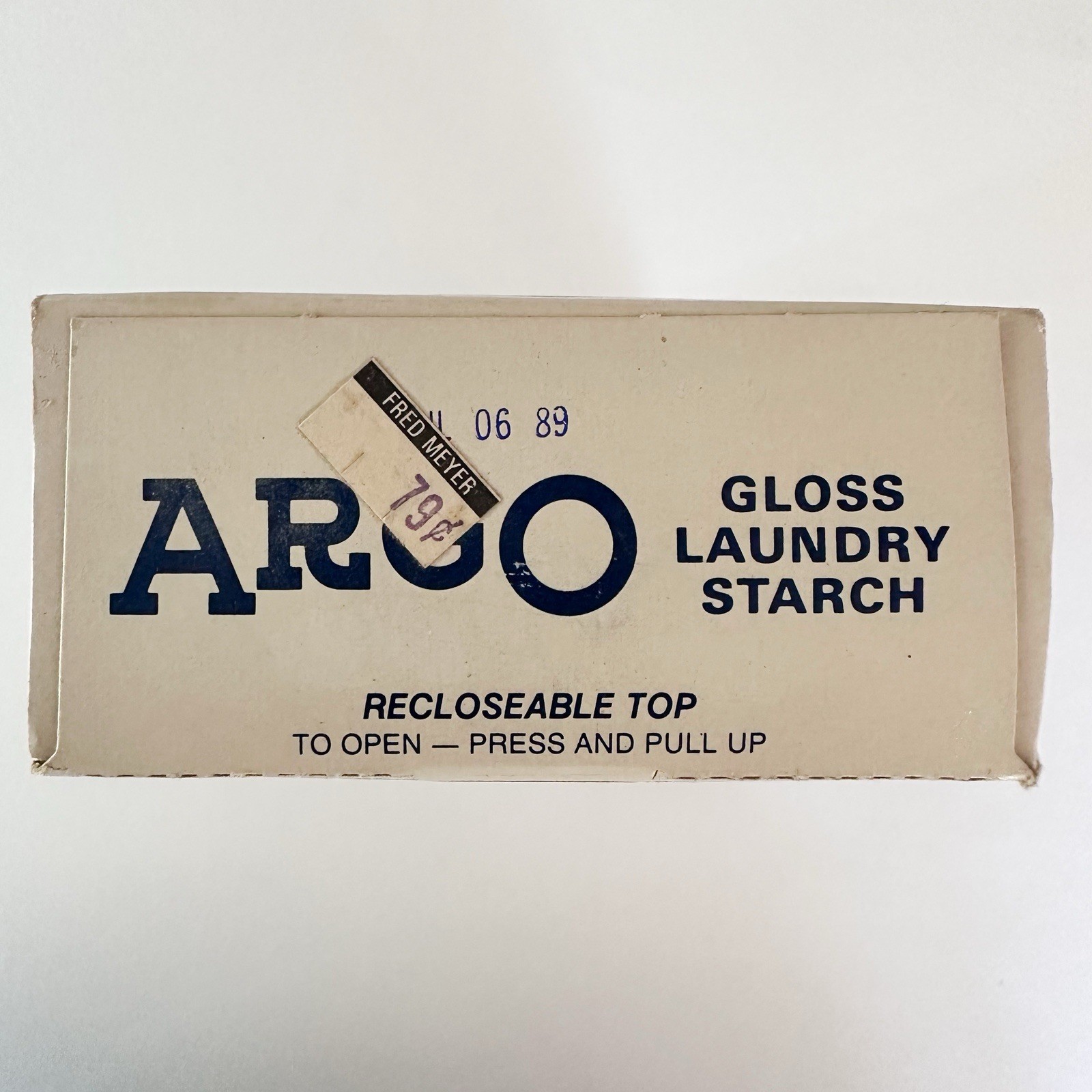 NEW Vintage ARGO Gloss Laundry Starch 16oz 1 lb Blue Box USA Unopened Deadstock