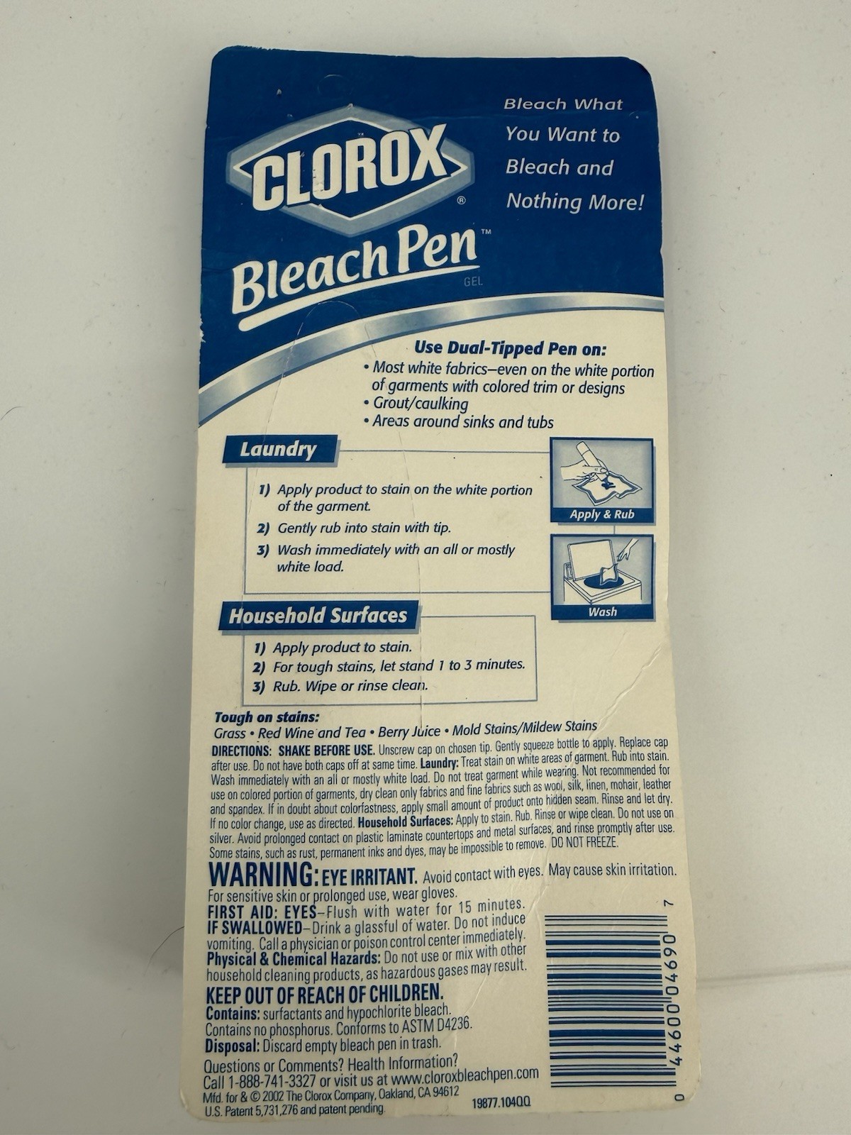 Clorox Bleach Pen Gel Dual Tips New Sealed 2002 Laundry Cleaning Home 2.0 fl oz