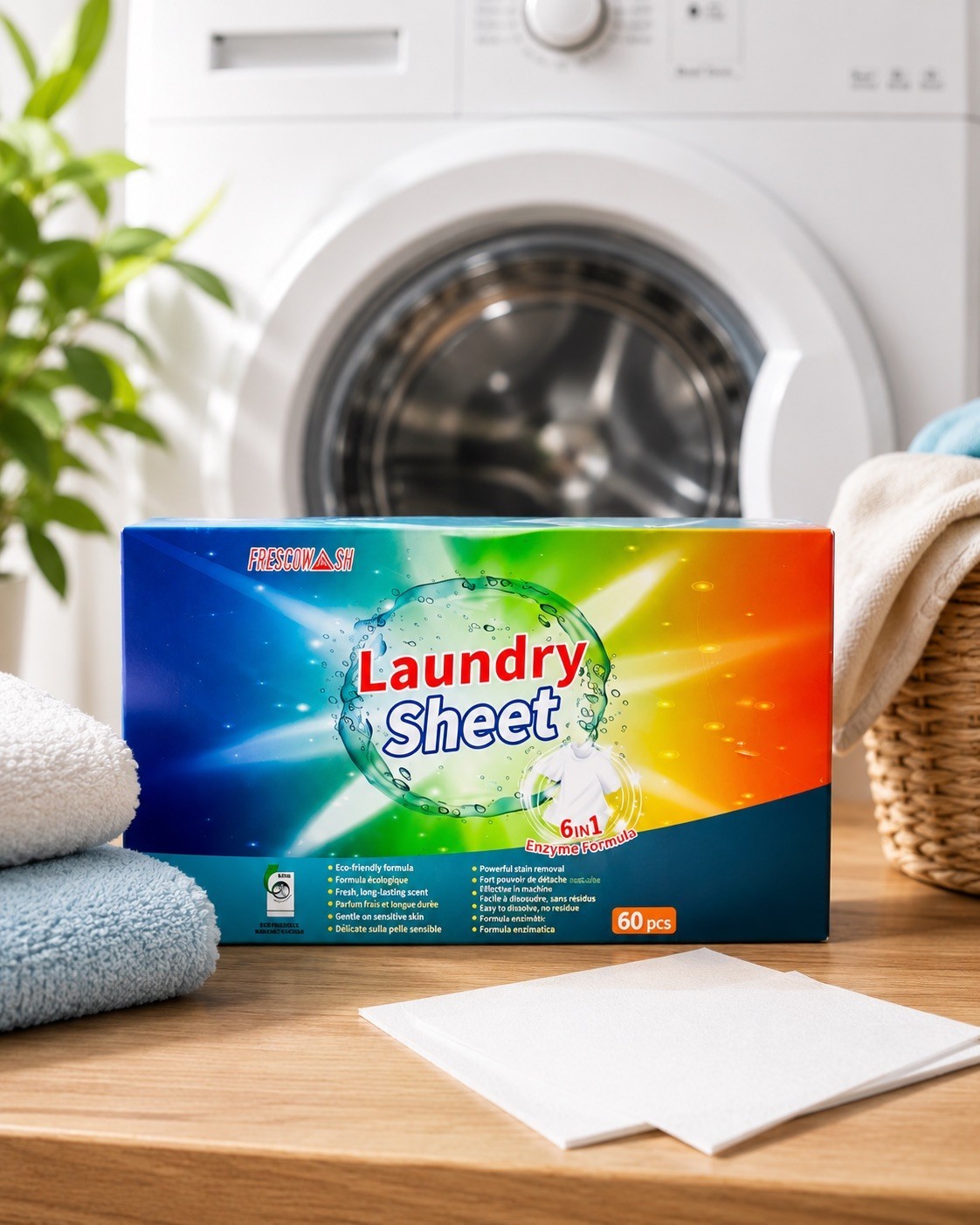 Laundry Detergent Sheets 60 PCS Loads Eco Friendly for Hand & Machine Washing