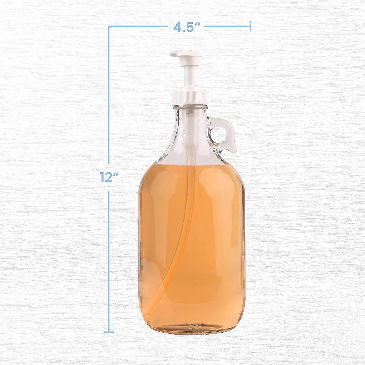 Half Gallon Glass Pump Dispenser Bottle, Large Jug with for Clear