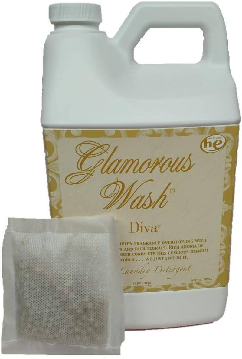Glamorous Wash Diva Half Gallon (64 OZ) Laundry Detergent/With Glamorous Sachet