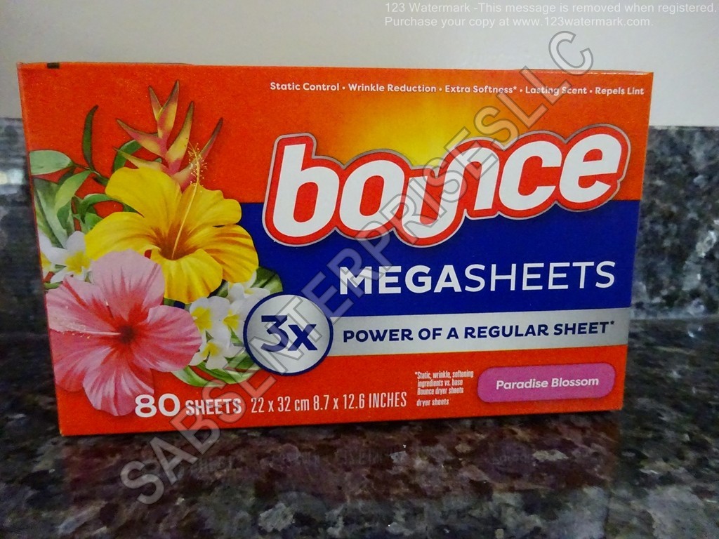 240 Bounce PARADISE BLOSSOM MEGASHEETS Softener Dryer Sheets (3 boxes 80 each)