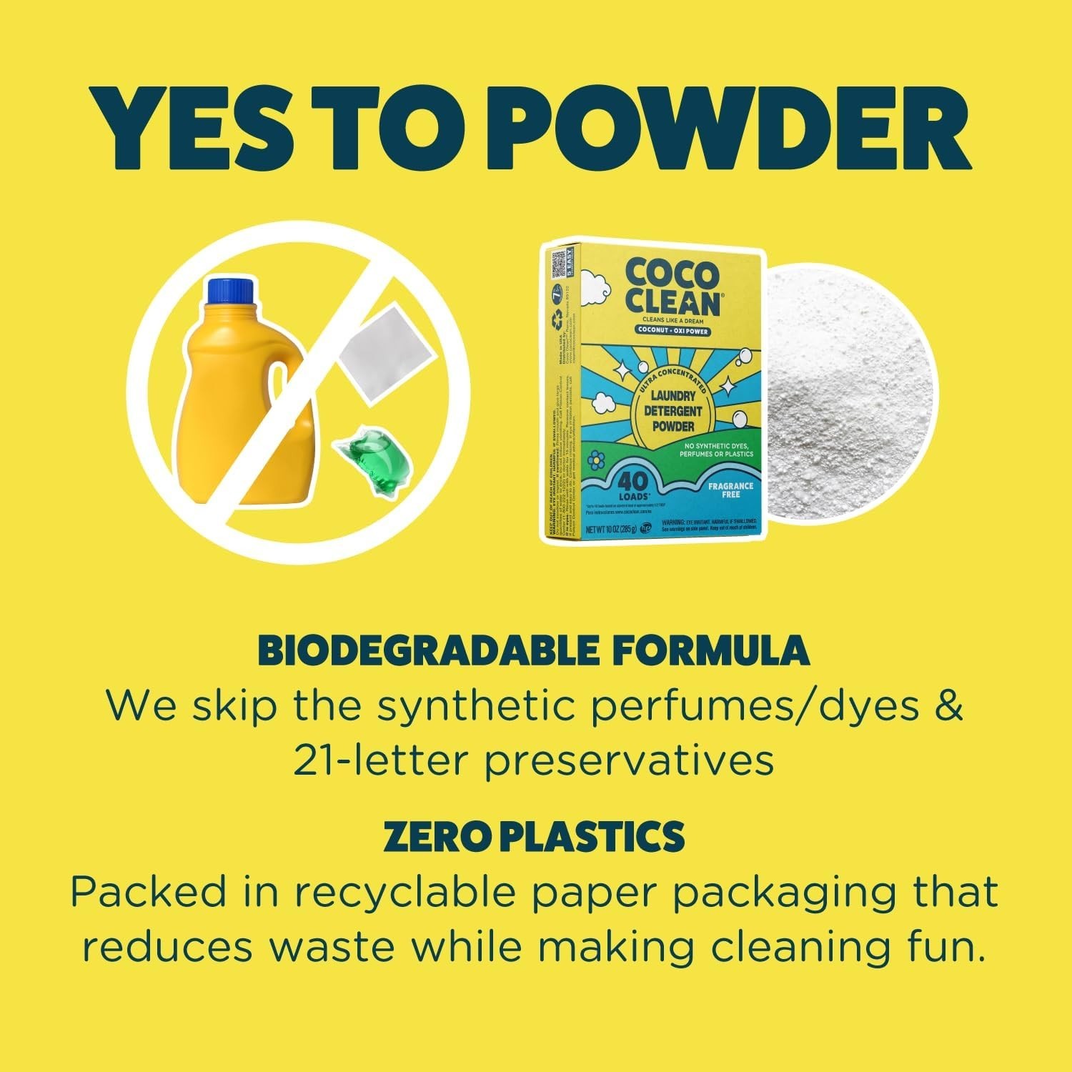 Laundry Powder, 6 Loads, 1.8 oz Travel Size | Fragrance-Free, Biodegradable, …