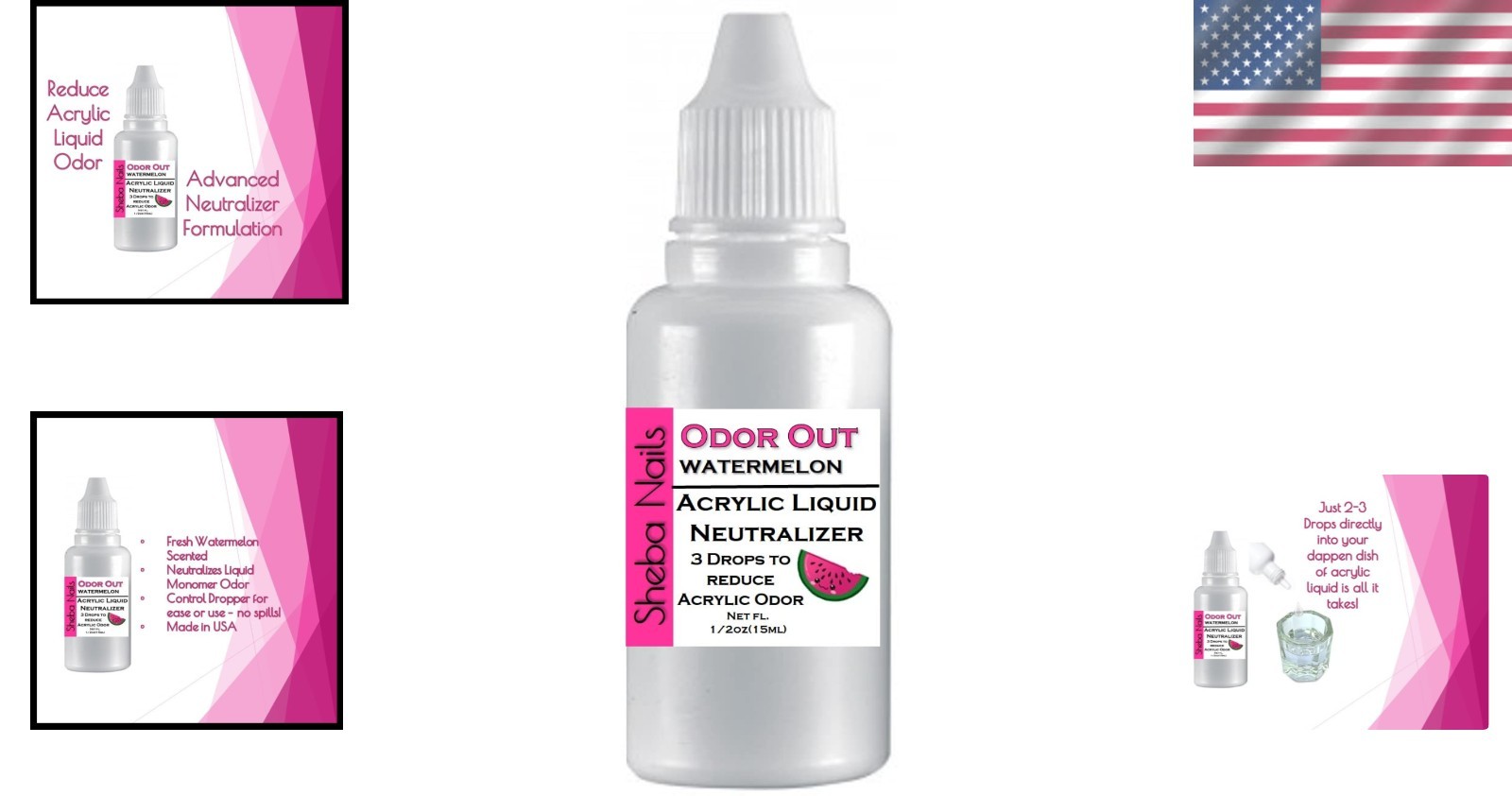 Convenient 1/2oz Watermelon Scent Acrylic Liquid Drops – Odor Control Solution