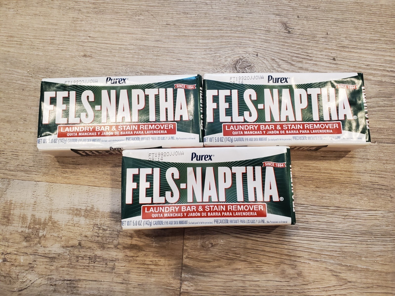 Lot of 3 Fels Naptha Laundry Soap Detergent Stain Remover Pre-Treating 5 oz Bar