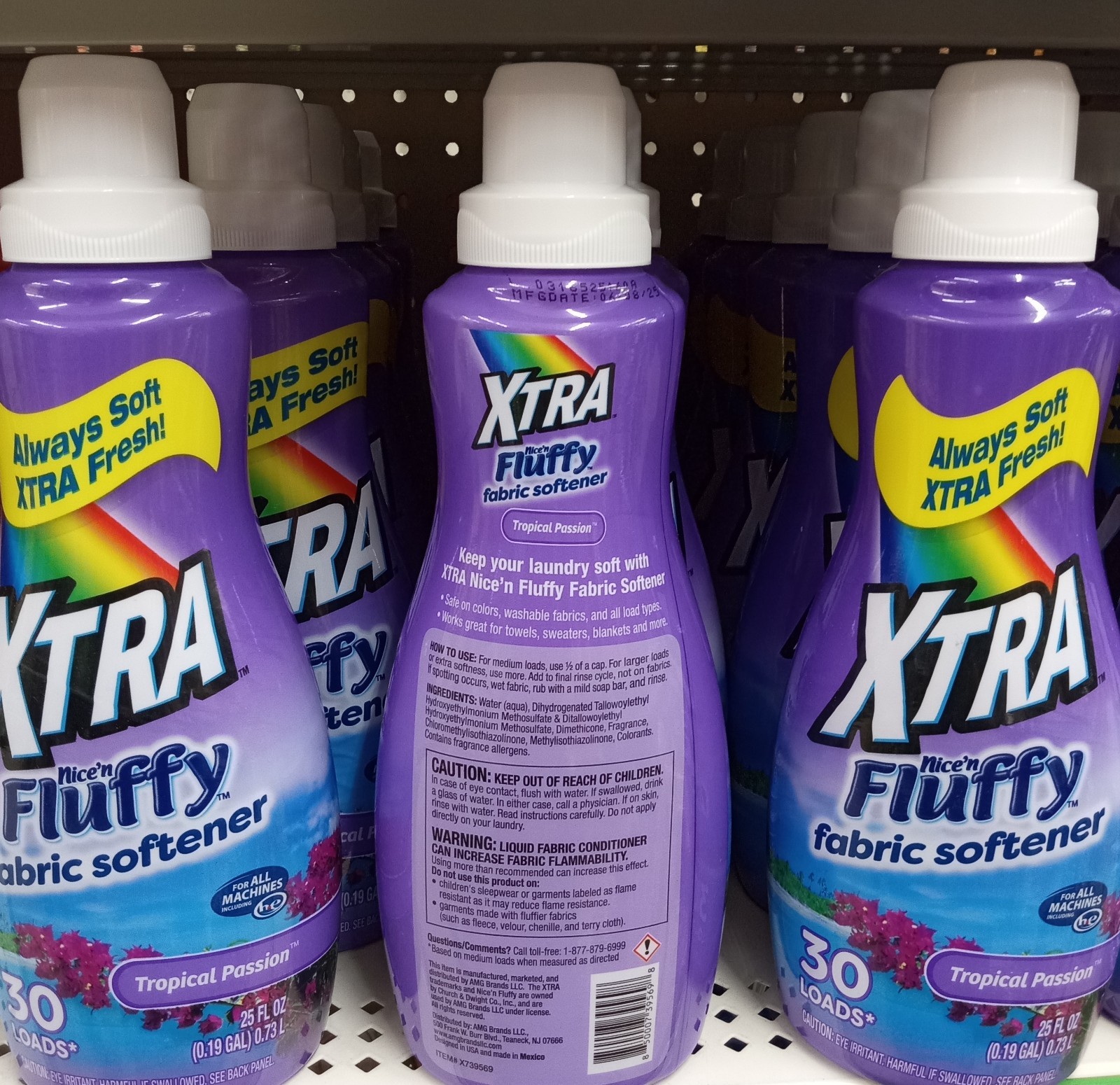 4 Pack- XTRA Tropical Passion Nice N Fluffy Fabric Softener 25 Fl. Oz. (Each)