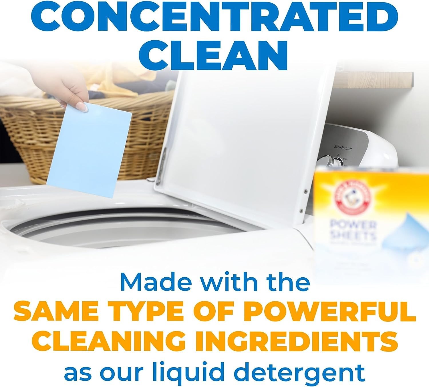 Arm & Hammer Power Sheets Laundry Detergent, Fresh Linen 50Ct, up to 100 Small