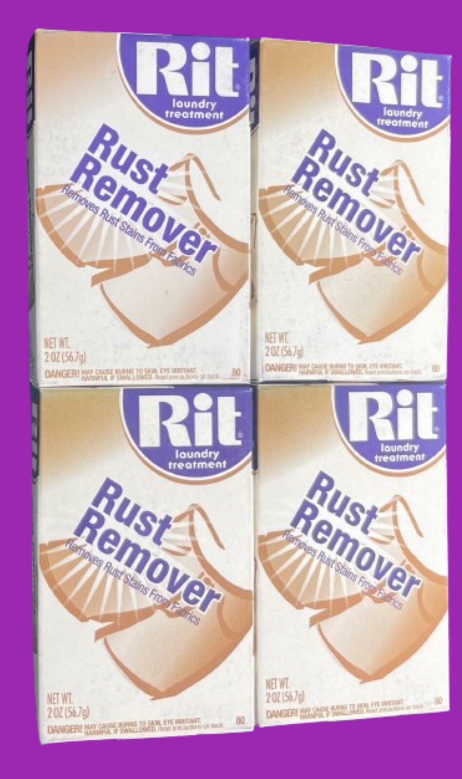 Rit Laundry Treatment 2oz Rust Remover. Removes Rust Spots from Fabric Pack of 4