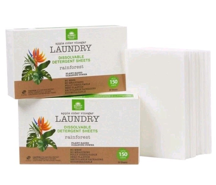 Sunny Valley Orchard 2 Boxes Dissolvable laundry sheets to 300 Loads-Rainforest