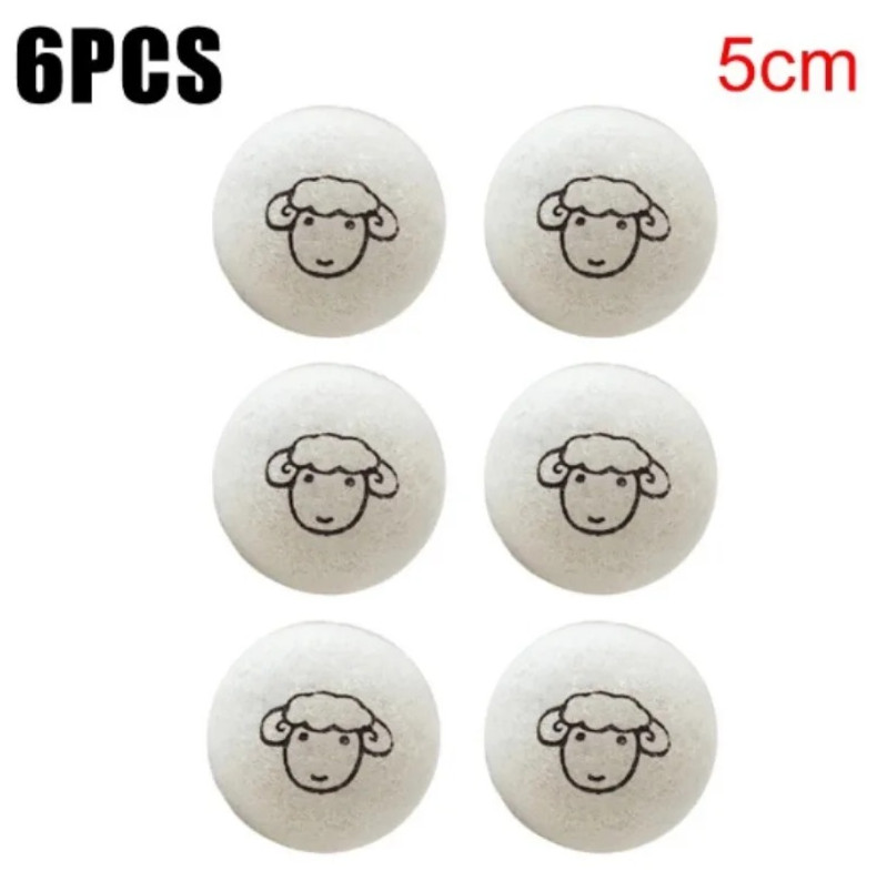 6pcs Natural Wool Dryer Balls Eco-Friendly Fabric Softener Reusable Set – NEW