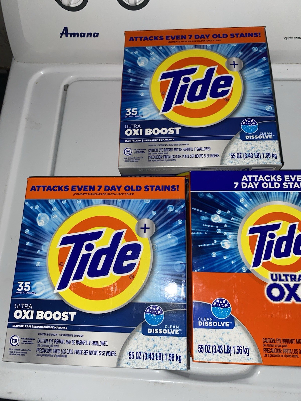 Tide Ultra Oxi Boost Powder Laundry Detergent HE 55 oz 35 Loads 3 Pack