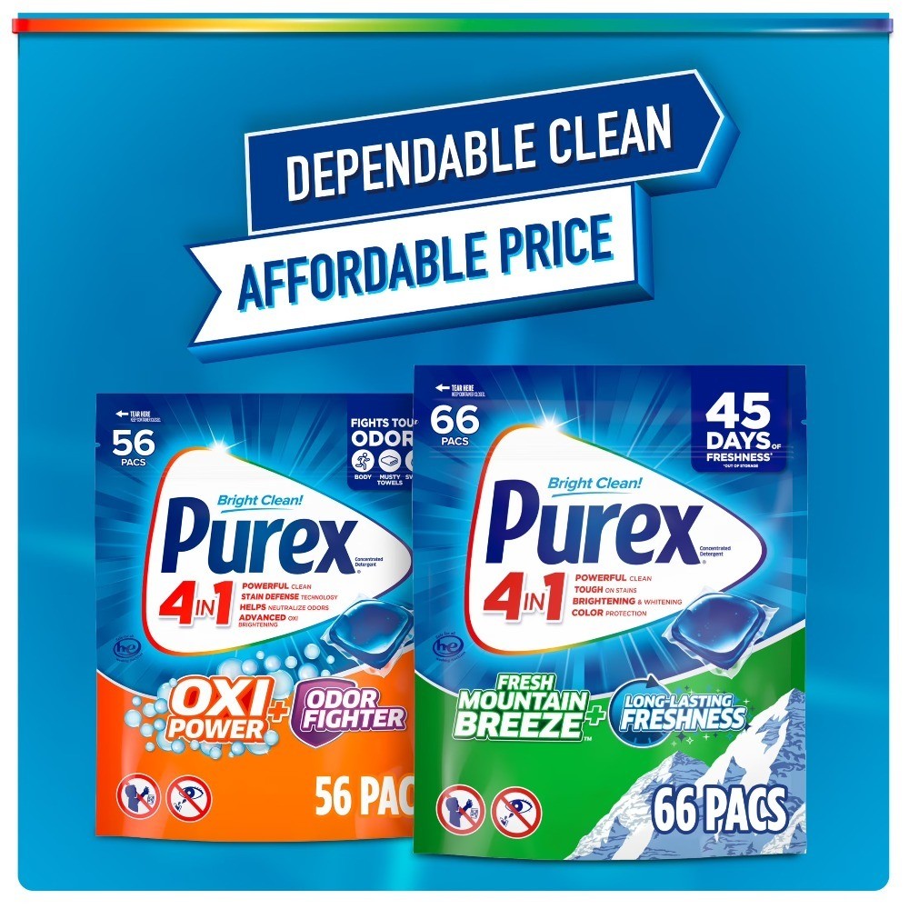 Fresh Mountain Breeze Laundry Detergent Pacs Pods, 66 Count Convenient