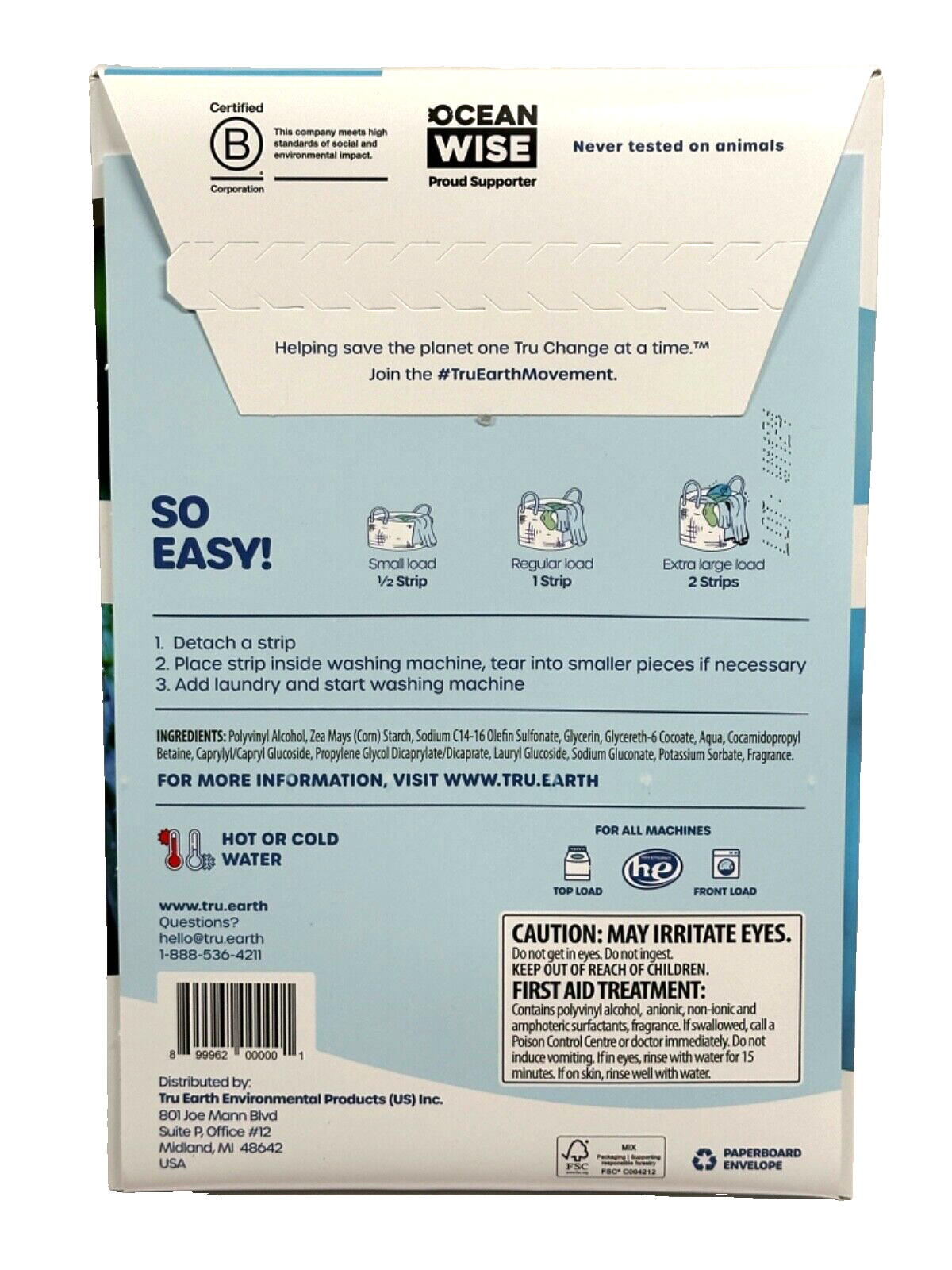 TRUEARTH FRESH LINEN LAUNDRY DETERGENT ECO-STRIPS ULTRA CONCENTRATED 32 STRIPS
