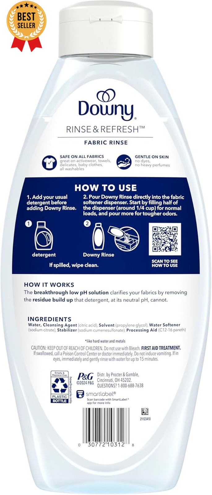 Scent Free Laundry Odor Remover Rinse 48 fl oz Fabric Softener Gentle