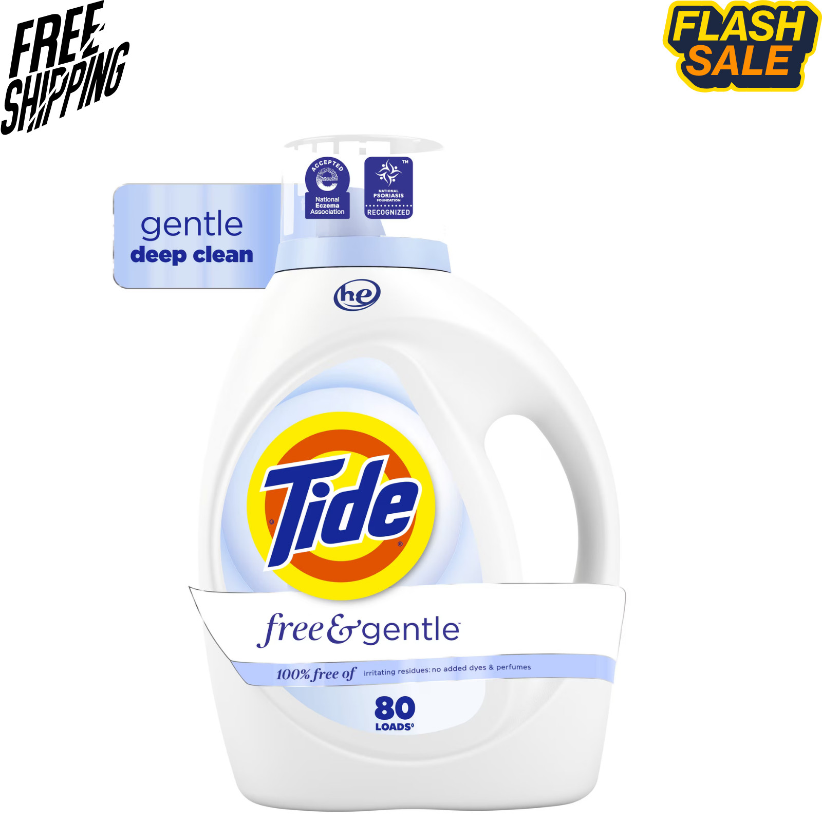 Tide Free & Gentle Liquid Detergent Unscented 105 fl oz 80 Loads