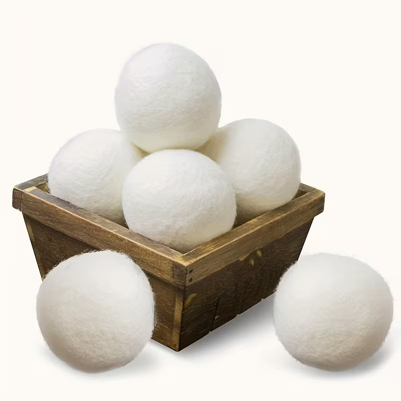 6 XL Wool Dryer Balls Natural Fabric Softener 100% Organic+ reusable bag