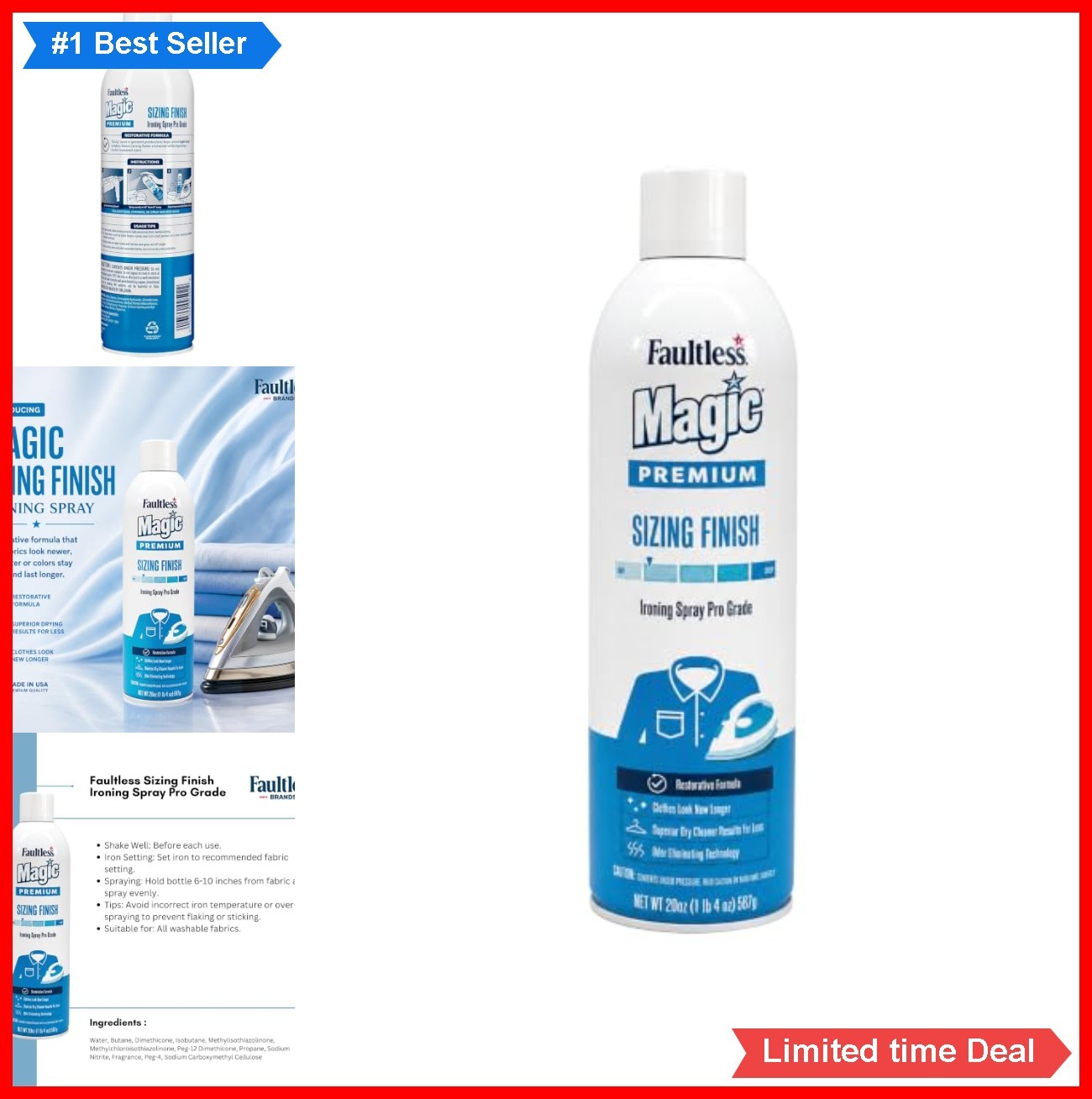 Fabric Starch Spray 20 oz Aerosol Linen Scent Wrinkle Remover Magic Sizing